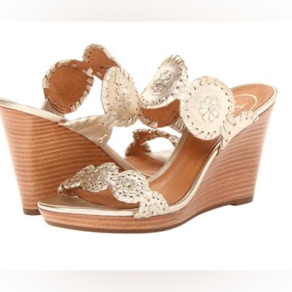 Jack Rogers Gold Wedges